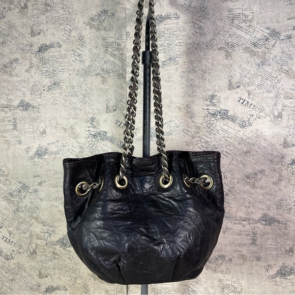 Monserat De Lucca Brown Leather Chain Shoulder Bag - Picture 1 of 14